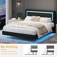 Streamdale Furniture Queen Size Bed Frame with Led Headboard