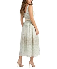 Taylor Women's Floral Belted Square Neck A-Line Dress