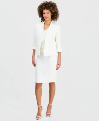 Kasper Womens Collarless 3 4 Sleeve Jacket Pencil Skirt