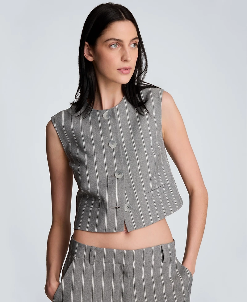Kenneth Cole Women's Pinstripe Boxy Vest