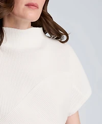 Kenneth Cole Women's Asymmetrical Hem Mock Neck T-Shirt