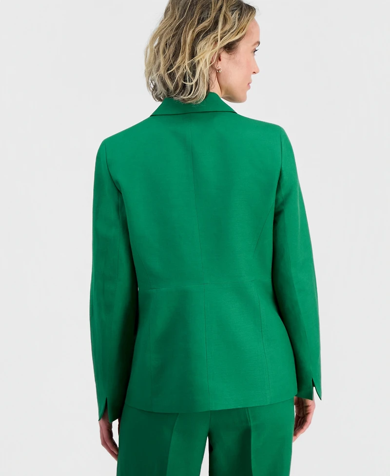 Kasper Women's Linen Notched Collar One-Button Blazer