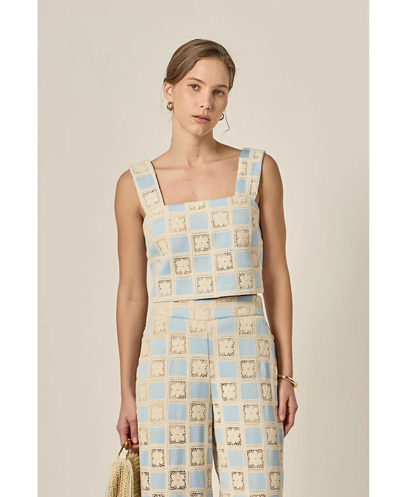 English Factory Women's Crochet Sleeveless Top