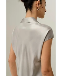 Lilysilk Women's Bias Cut Cap-Sleeve Silk Shirt