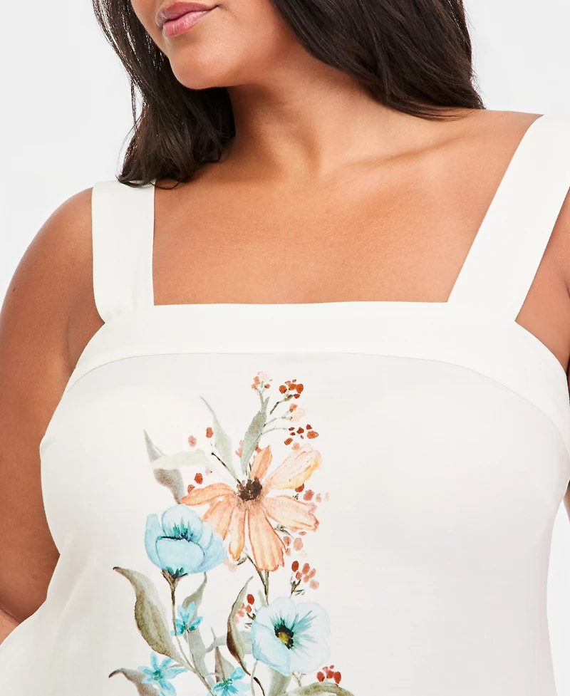 Vince Camuto Plus Thick Strap Square Neck Maxi Dress