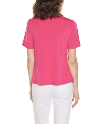 Belldini Women's Grommet and Nailhead Pleated Hem Top