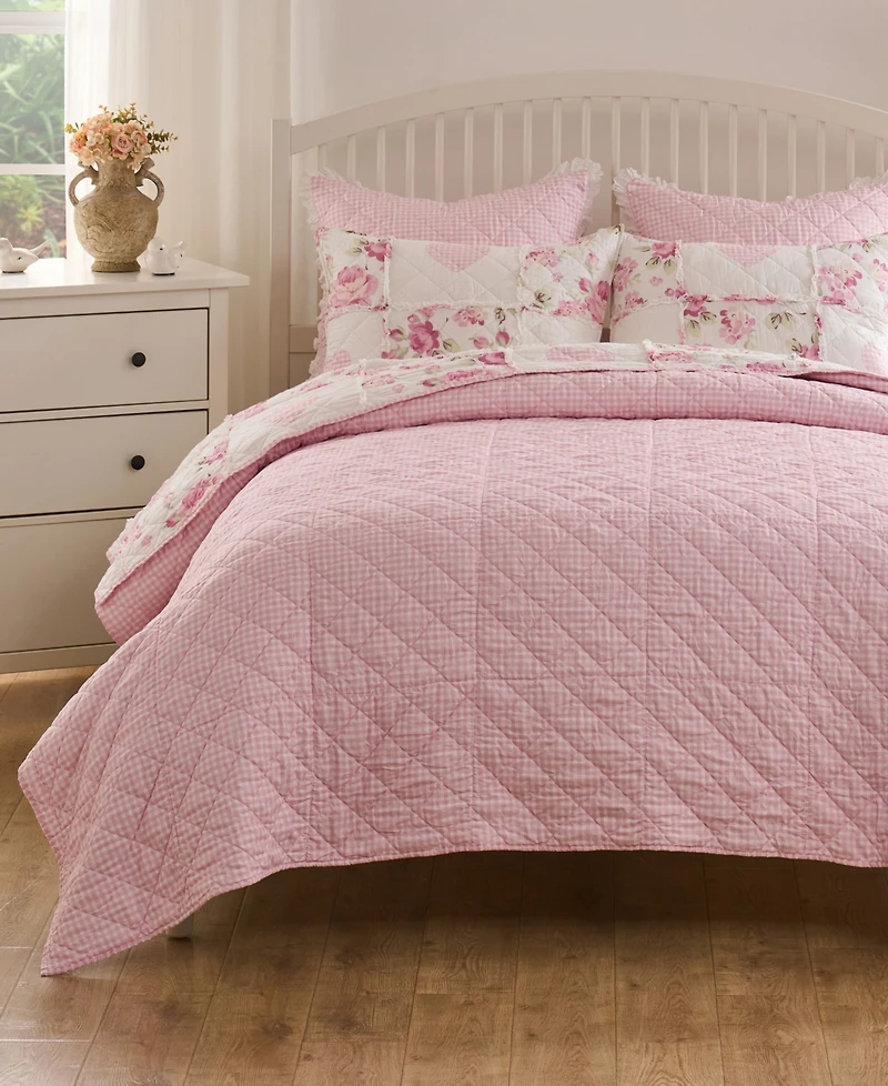 Greenland Home Fashions Veronica's Hearts Shabby Chic 3-Pc. Quilt Set, Full/Queen