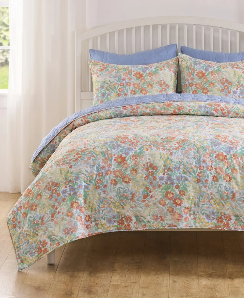 Greenland Home Fashions Alice Pastel Floral 3-Pc. Quilt Set