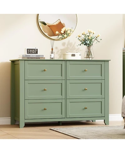 gaomon 6-Drawer Dresser for Bedroom, Large Wooden Chest with Deep Drawers and Metal Knobs for Entryway