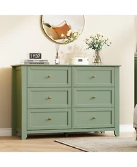 gaomon 6-Drawer Dresser for Bedroom, Large Wooden Chest with Deep Drawers and Metal Knobs for Entryway