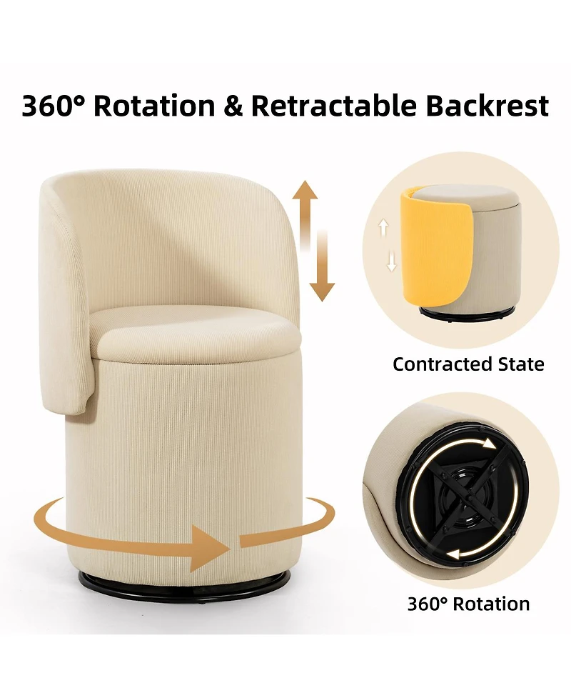 Streamdale Stylish Swivel Barrel Chair with Storage & Free Cat Bed