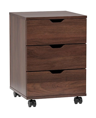 Rainsken 3-Drawer Vertical Filing Cabinet, Wood Mobile File Cabinet, Storage Cabinet with Wheels, Under Desk for Home Office