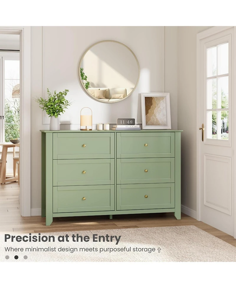 gaomon 6-Drawer Dresser for Bedroom, Large Wooden Chest with Deep Drawers and Metal Knobs for Entryway