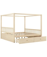 Streamdale Furniture Wooden Canopy Bed with Storage Drawers, King size
