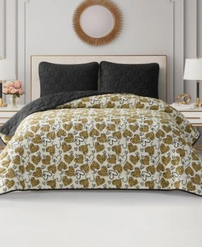 Juicy Couture Cheetah Doodle Hearts Reversible Quilt Sets