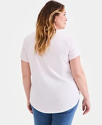 Style & Co Plus Size Perfect Short-Sleeve Open-Crewneck T-Shirt, Macy's Exclusive