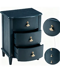 Yigii Vintage Curved Front Nightstand with Leaf Handles