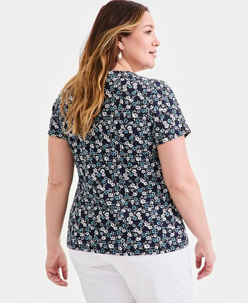 Style & Co Women's Plus Size Short-Sleeve Scoop-Neck Top, Exclusively at Macy's