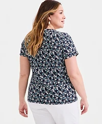 Style & Co Women's Plus Size Short-Sleeve Scoop-Neck Top, Exclusively at Macy's