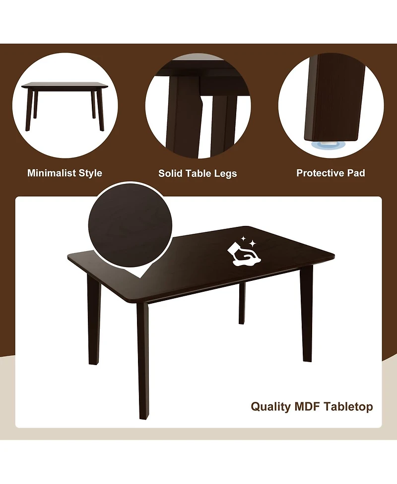 Streamdale Rustic Farmhouse Dining Table - Solid Wood, Modern Espresso