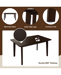 Streamdale Rustic Farmhouse Dining Table - Solid Wood, Modern Espresso