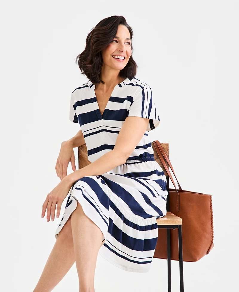 Style & Co Women's Knit Short-Sleeve Midi Dress, Macy's Exclusive