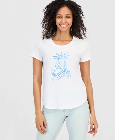 Style & Co Women's Americana Graphic Short-Sleeve Crewneck T-Shirt, Macy's Exclusive
