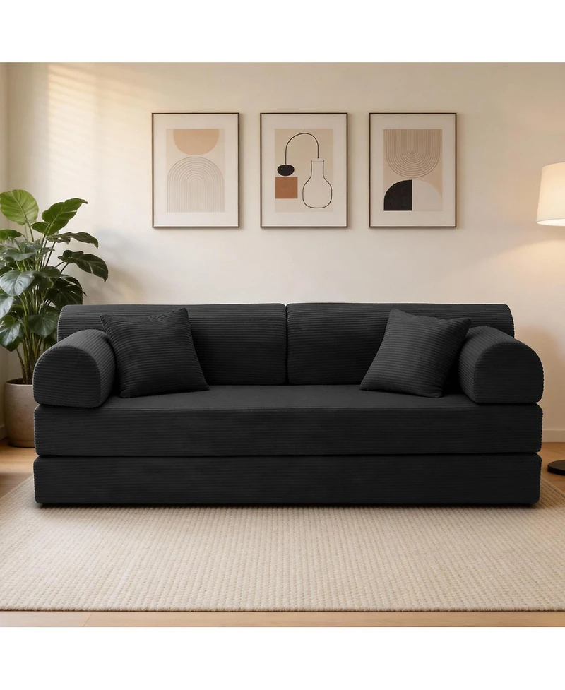 Streamdale Furniture Convertible Sleeper Sofa Bed with Pillow, Corduroy Folding Mattress Couch