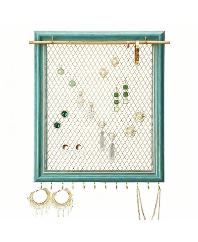 Yigii Vintage Wall Earring Wall Rack with 12 Hooks & Removable Rod