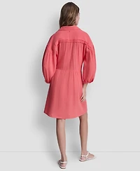 Dkny Jeans Women's Henley Pleated Tiered Dress