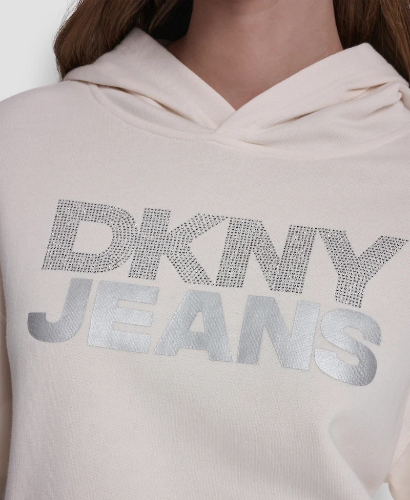 Dkny Jeans Women's Stacked Rhinestone Foil Logo Hoodie