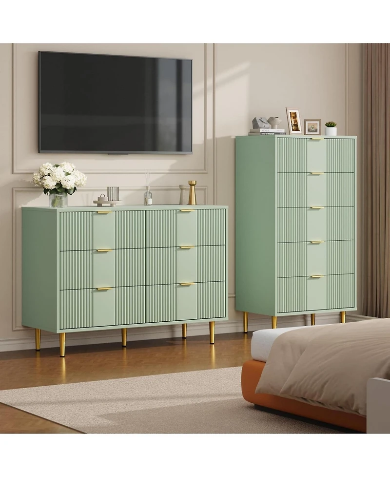 gaomon Fluted Dresser for Bedroom with 6 Drawers