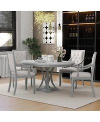 Streamdale Furniture Retro Extendable Round Dining Set with 4 Chairs