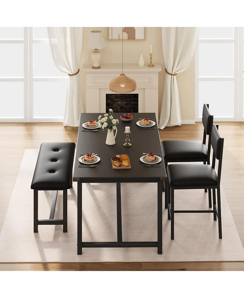 gaomon Dining Table Set for 4 Kitchen Table with 2 Upholstered Chairs and Bench Wood Kitchen Dining Room Set for Small Space Apartment Home Kitchen