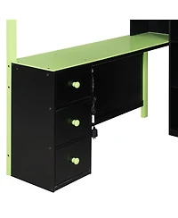 Streamdale Furniture Full Size Wood Loft Bed with Desk