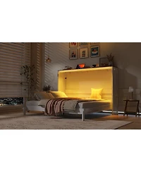 Streamdale Furniture Full Size Murphy Bed with Led Light, Foldable Cabinet