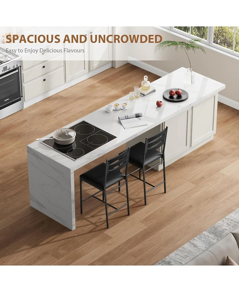 gaomon Bar Stools Set of 4 Barstools Faux Leather Upholstered Bar Chair Wooden with Back and Footrest and Thick Cushion Counter Height Bar Stools