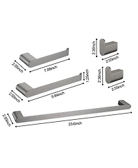 Rainsken 5- Piece Bathroom Accessories Set, Stainless Steel Bathroom Hardware Set, Bath Towel Bar, Towel Hooks and Towel Racks (Gunmetal)