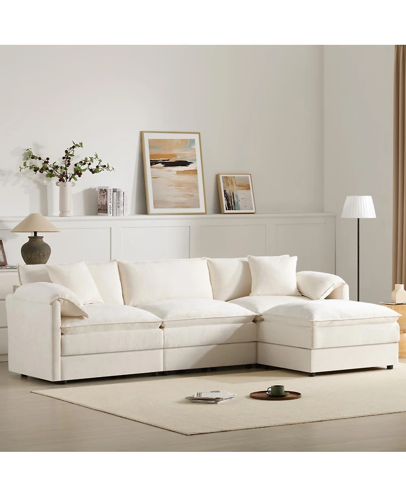 Streamdale Furniture Chenille Modular Sectional Sofa with Deep Wide Seat & Double Cushions