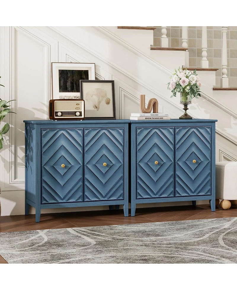 Streamdale Furniture Durable Mdf Cabinet with Diamond-Embossed Doors