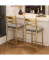 gaomon Bar Stools Set of 2 Kitchen Barstools with Footrest and Back Pu Leather Counter Height Bar Stools with Footrest Bar Charis