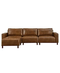 Streamdale Furniture Modern Luxury Pu Leather Sectional Sofa Couch with Convertible Ottoman, Brown