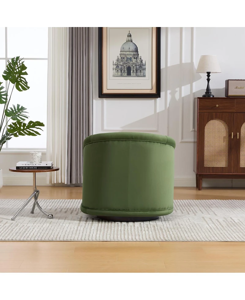 Streamdale Furniture Velvet Swivel Accent Chair, 360-Degree Comfy Pumpkin-Shaped Chair