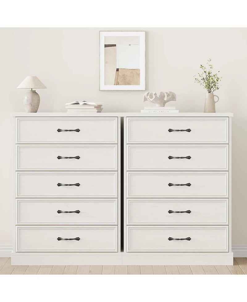 gaomon 5 Drawer Tall Dresser, 43" Wooden Storage Chest for Bedroom, Nursery, Entryway