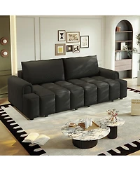 Streamdale Furniture Comfy 90.2" 4-Seater Teddy Fabric Couch with Storage, King Size Sleeper Sofa