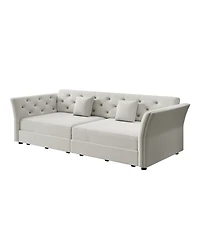 Streamdale Furniture Sofa Bed with Handmade Fabric Flower Design.