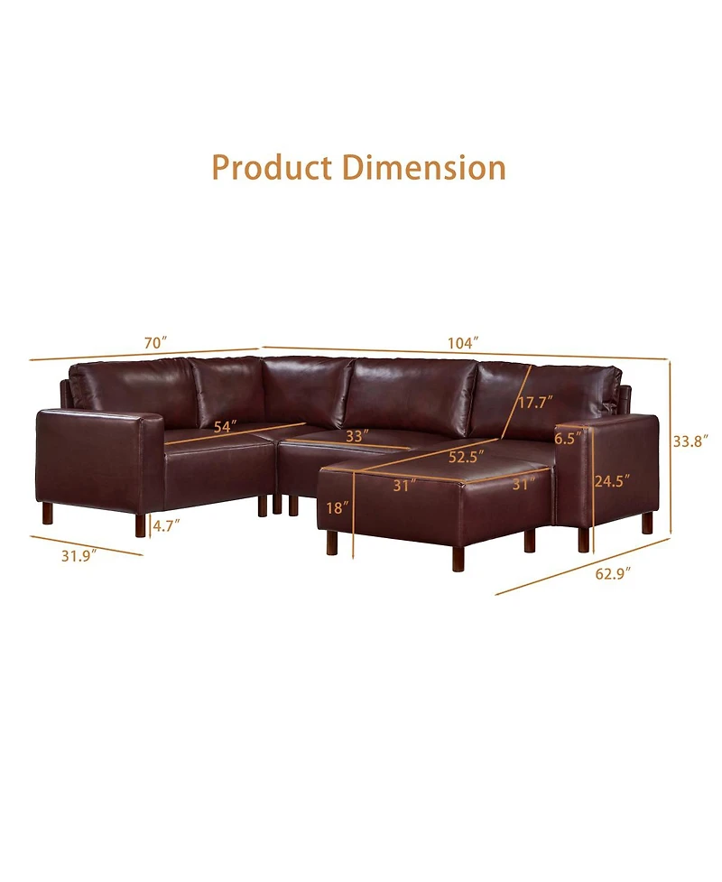 Streamdale Furniture Modern Luxury 5-Piece Modular Sectional Sofa with Ottoman