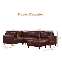 Streamdale Furniture Modern Luxury 5-Piece Modular Sectional Sofa with Ottoman