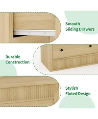 gaomon 7 Drawer Dresser for Bedroom 54 inch Wide Wooden Chest of Drawers Fluted Storage Organizer for Living Room Hallway and Entryway