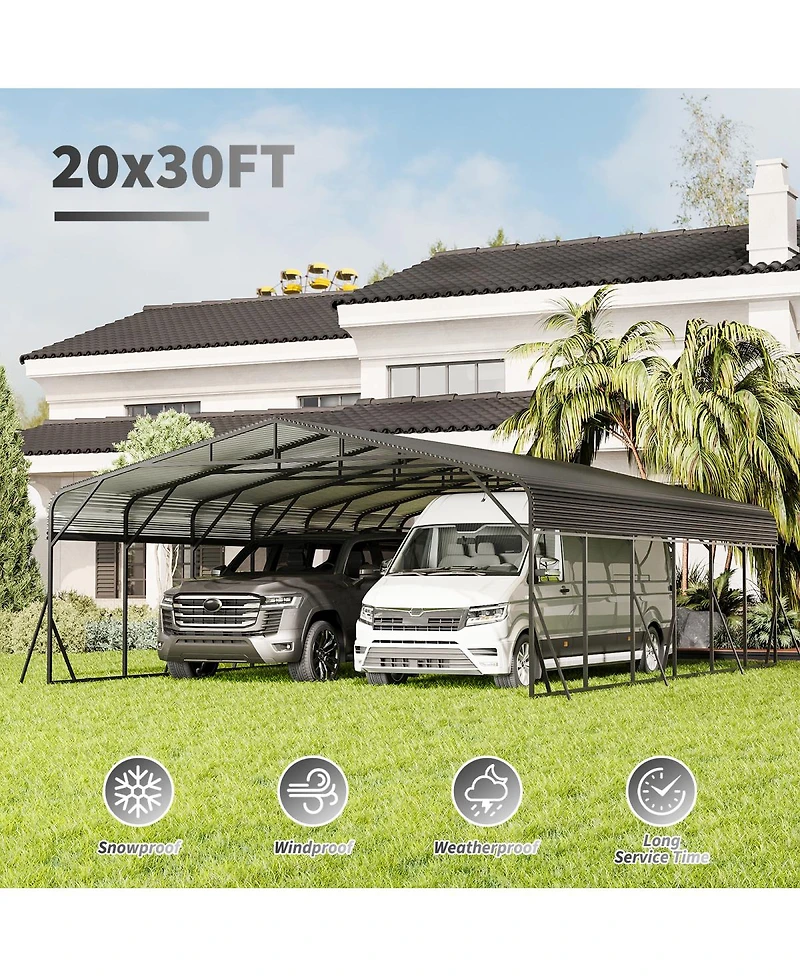 Streamdale Furniture Carport Canopy 20'X30' Heavy Duty Steel Roof, Reinforced Frame Car Tent